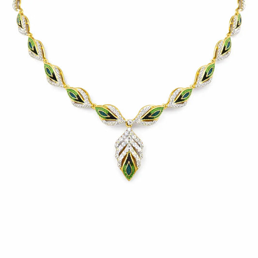 22ct Yellow Gold Ladies Feather Design Necklace & Earrings Set  Gold Necklace