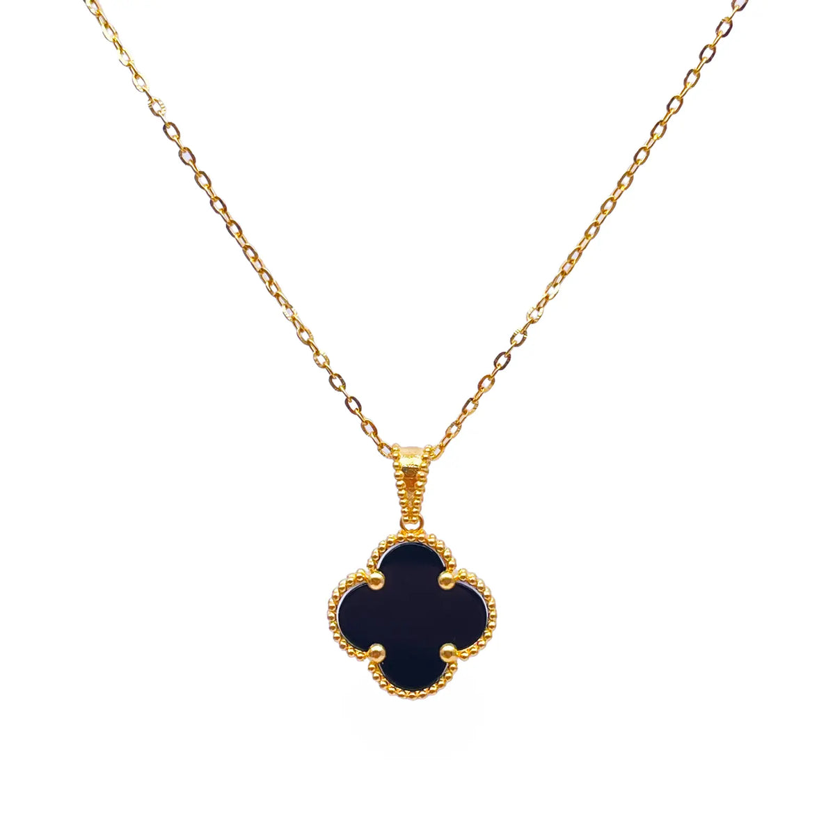 22ct Yellow Gold Leaf Pendant & Chain Necklace 16 Inches 