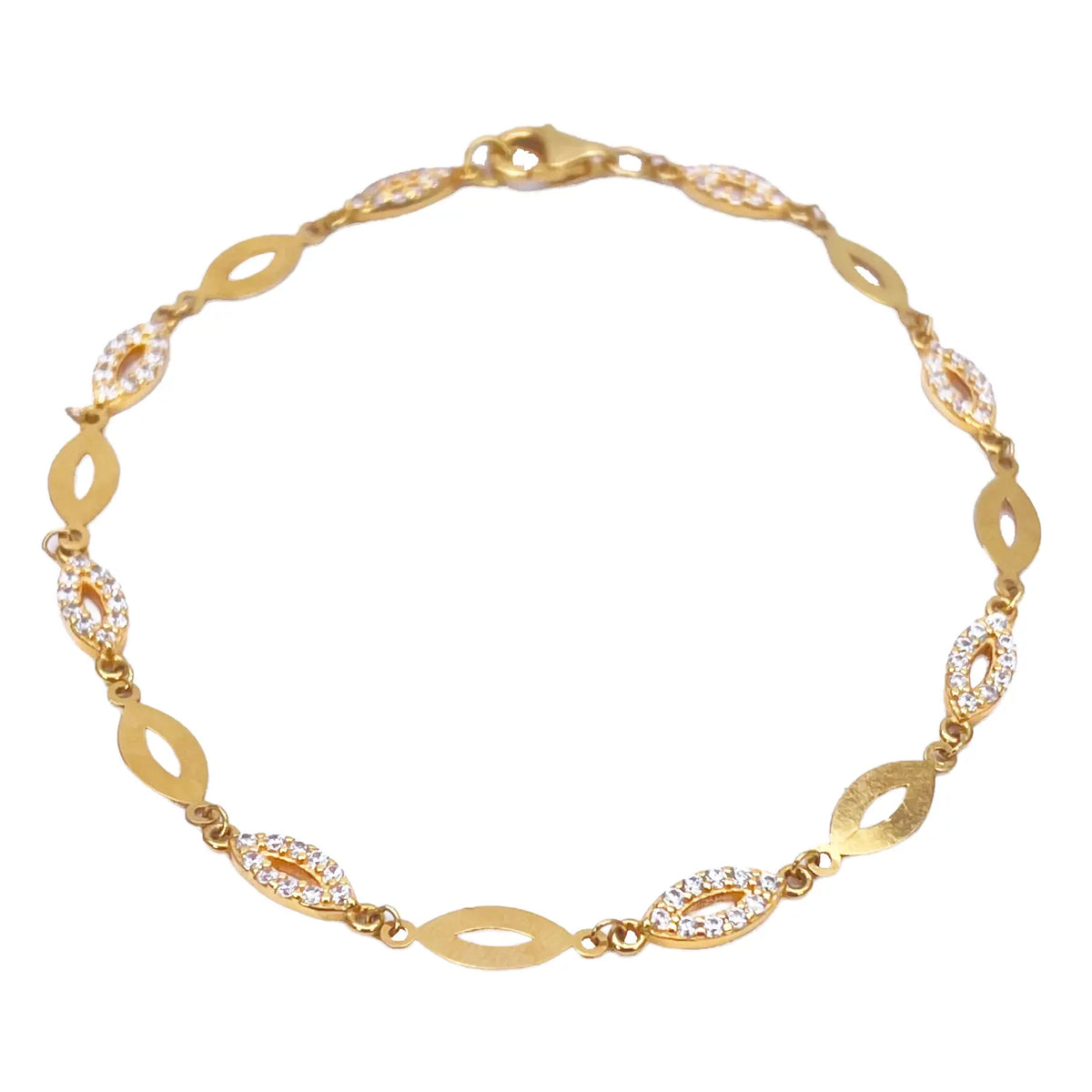 22ct Yellow Gold Lightweight High Polished Bracelet 7'' inches 