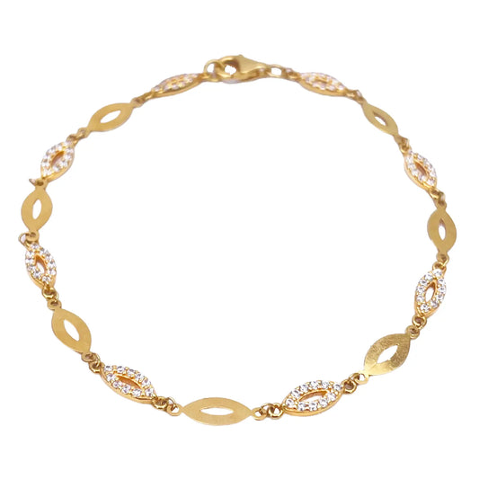 22ct Yellow Gold Lightweight High Polished Bracelet 7'' inches 