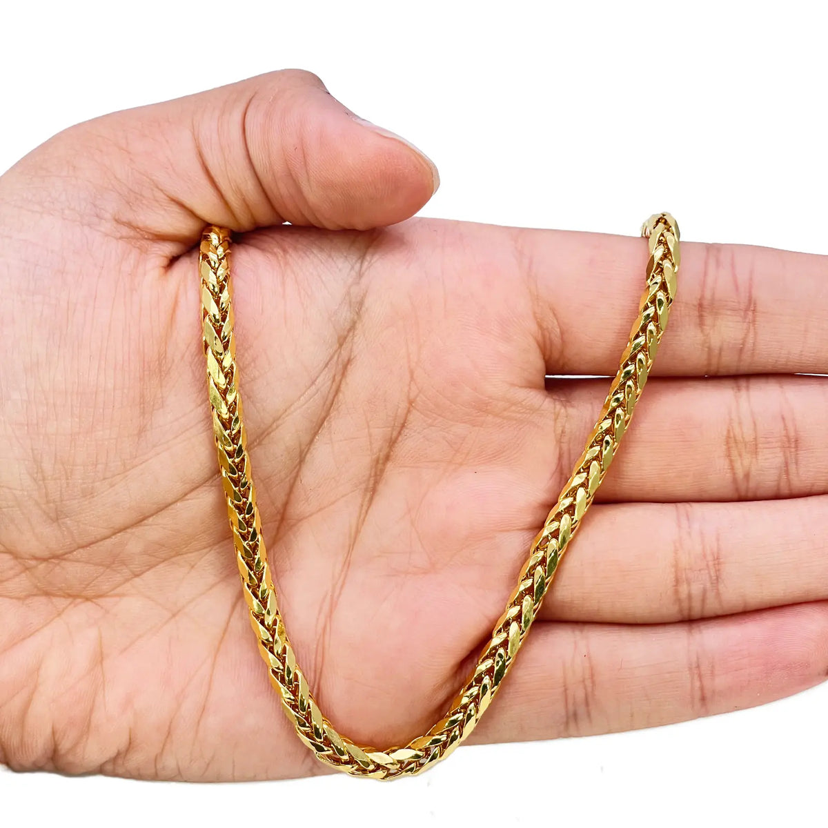 22ct Yellow Gold Lightweight Hollow Spiga Chain Necklace 21.5 inches 3.9mm Width  Gold Chain