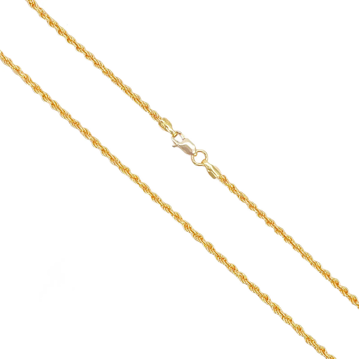 22ct Yellow Gold Lightweight Rope Chain Necklace 20 Inches 1.7mm Width 