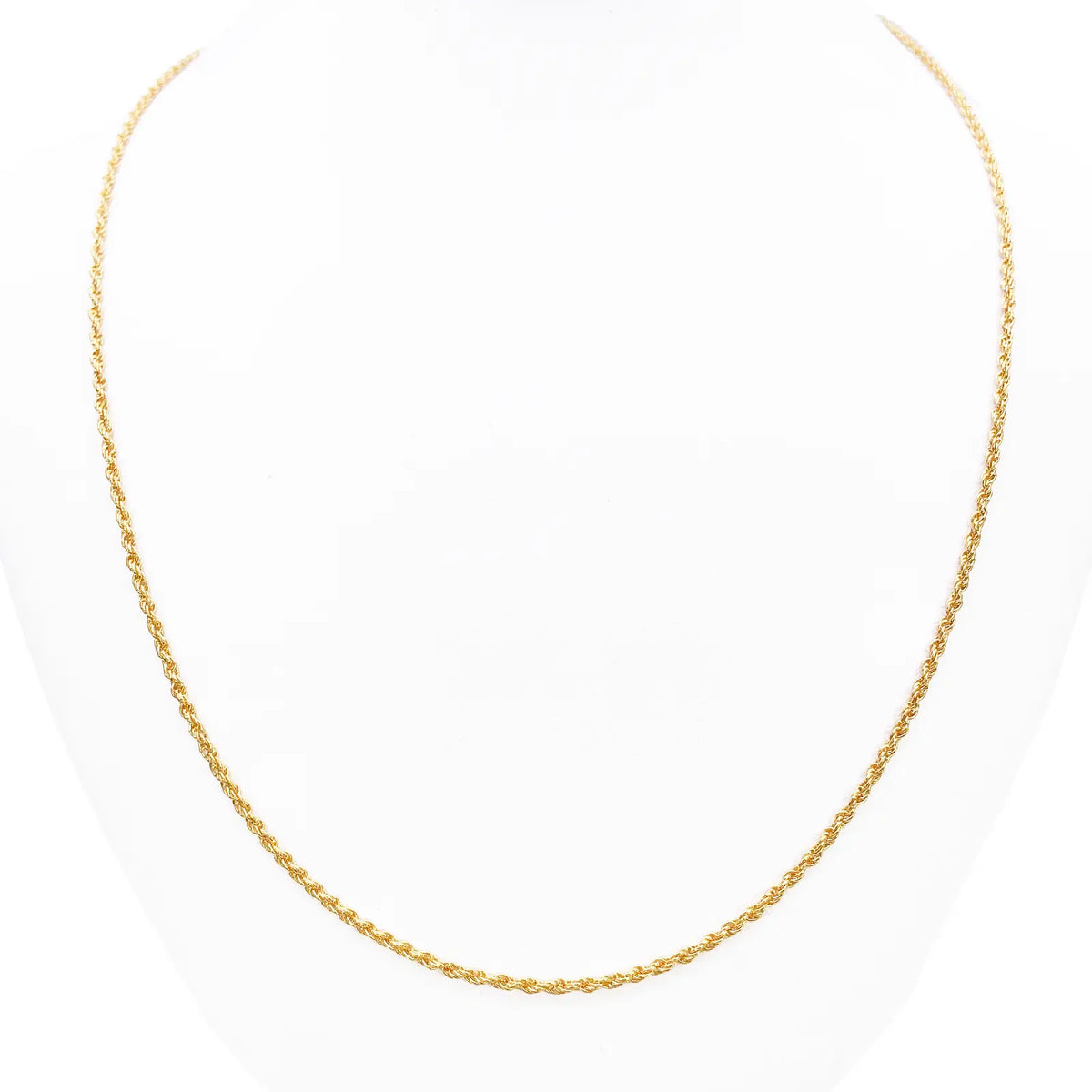 22ct Yellow Gold Lightweight Rope Chain Necklace 20 Inches 1.7mm Width 