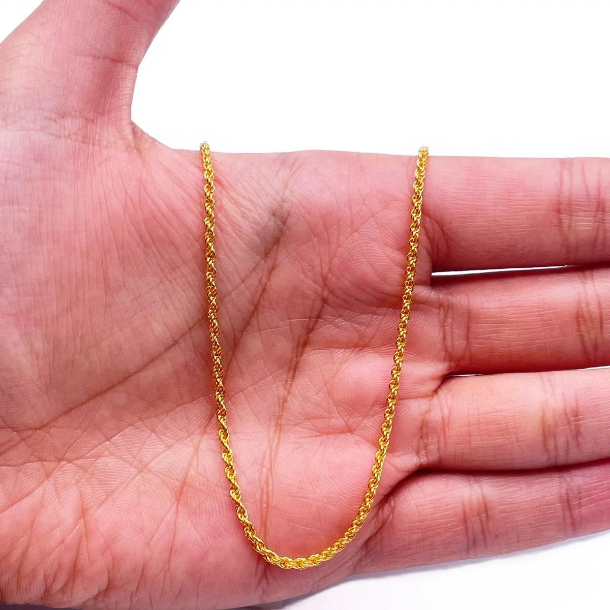 22ct Yellow Gold Lightweight Rope Chain Necklace 20 Inches 1.7mm Width 