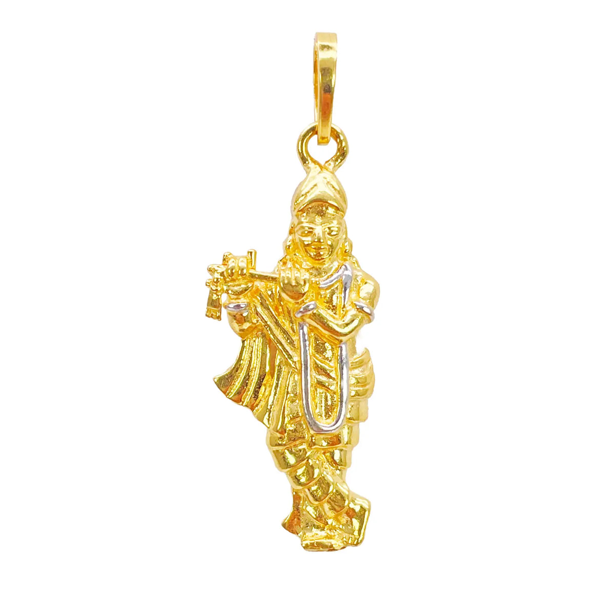 22ct Yellow Gold Lord Krishna Flute Pendant Hindu God Charm in Two Tone  Gold Pendant