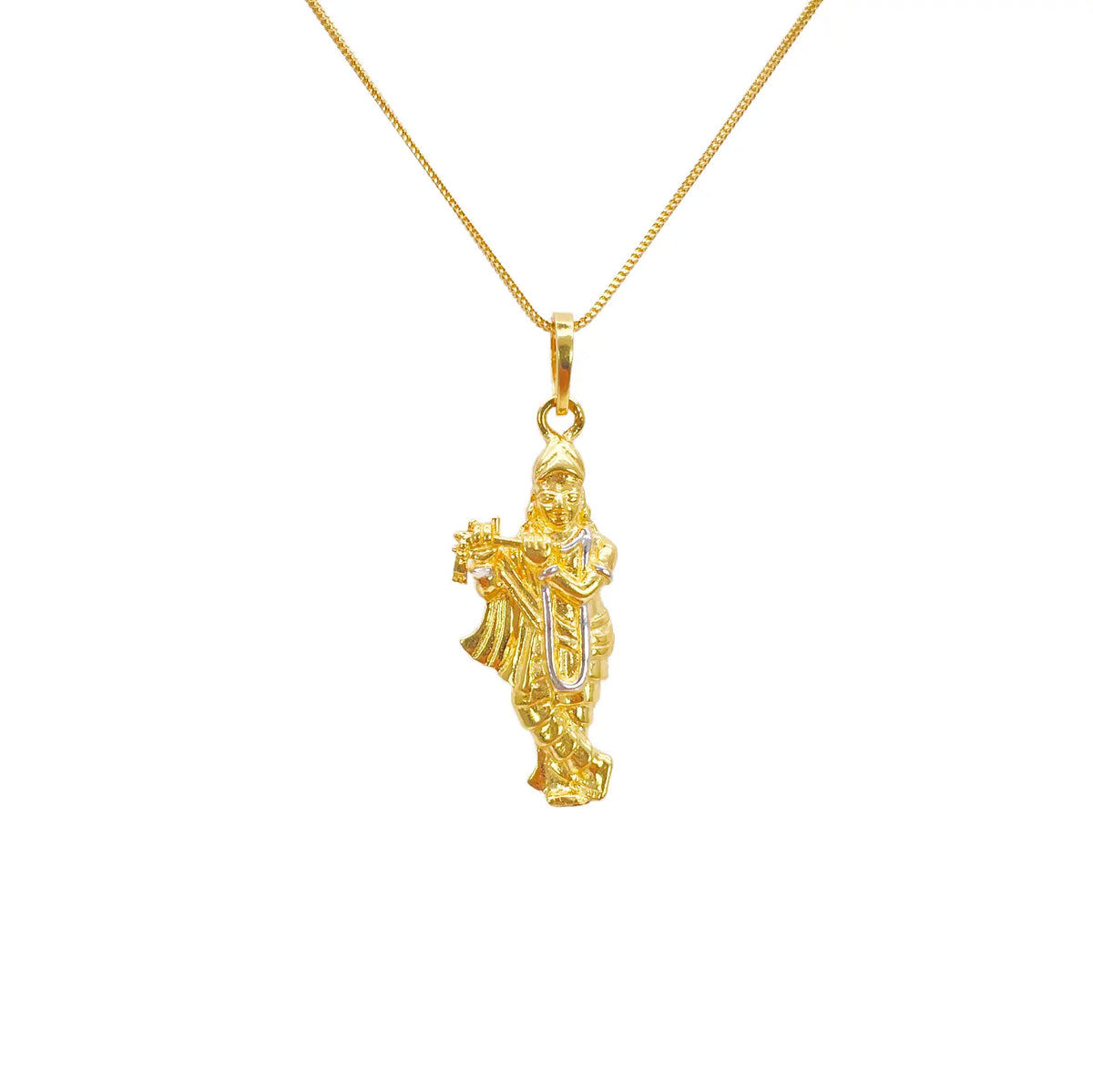 22ct Yellow Gold Lord Krishna Flute Pendant Hindu God Charm in Two Tone  Gold Pendant