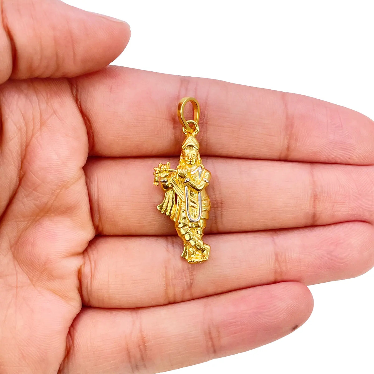 22ct Yellow Gold Lord Krishna Flute Pendant Hindu God Charm in Two Tone  Gold Pendant