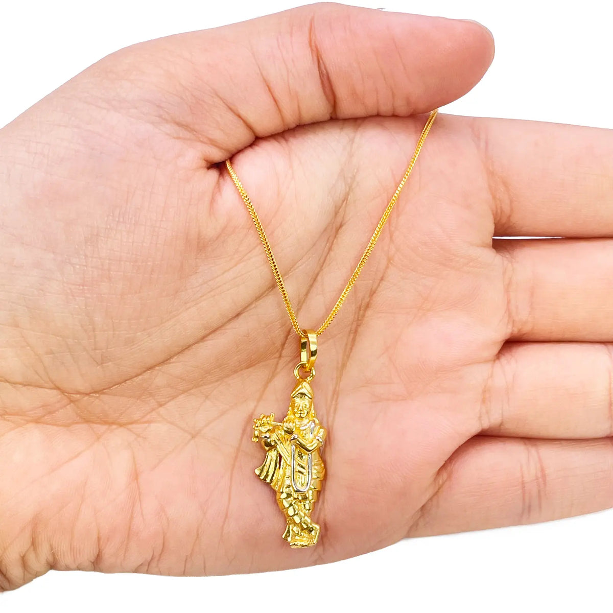 22ct Yellow Gold Lord Krishna Flute Pendant Hindu God Charm in Two Tone  Gold Pendant