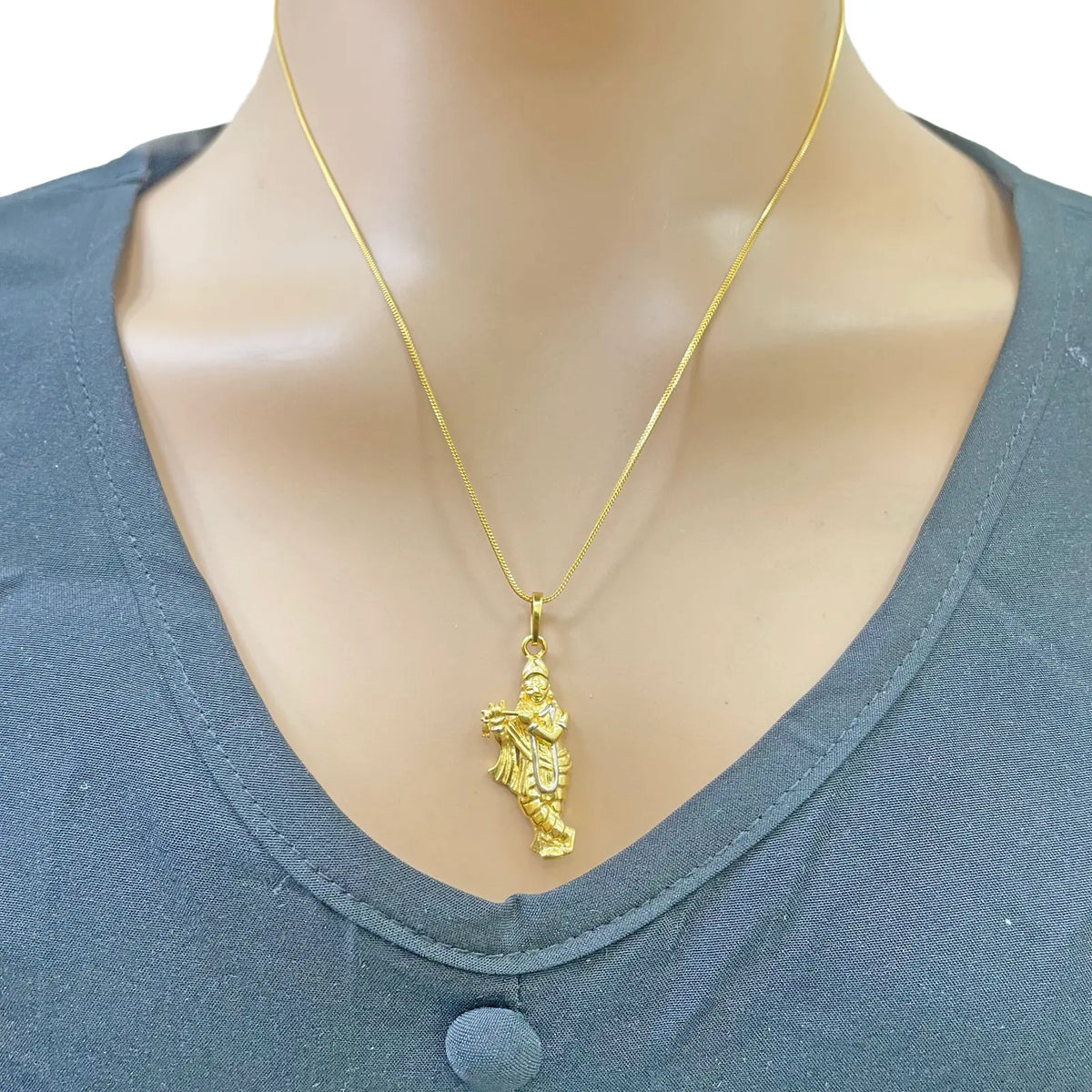 22ct Yellow Gold Lord Krishna Flute Pendant Hindu God Charm in Two Tone  Gold Pendant