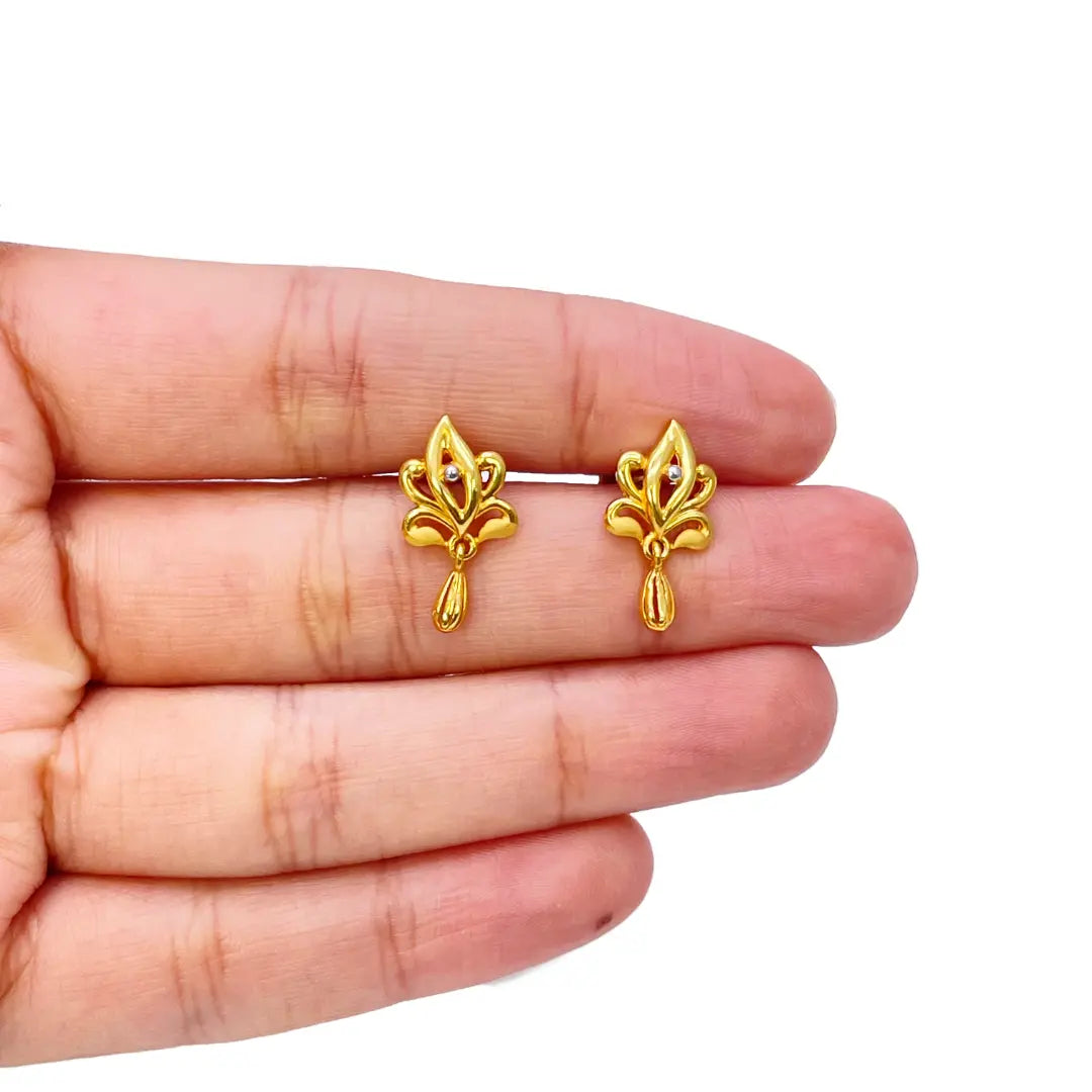 22ct Yellow Gold Mangalsutra Floral Design Necklace and Earrings Set 20.5'' inch 