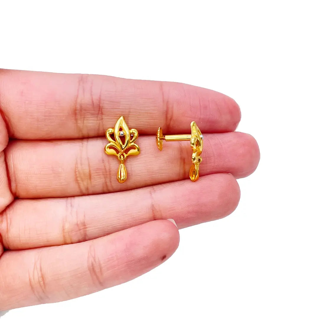 22ct Yellow Gold Mangalsutra Floral Design Necklace and Earrings Set 20.5'' inch 