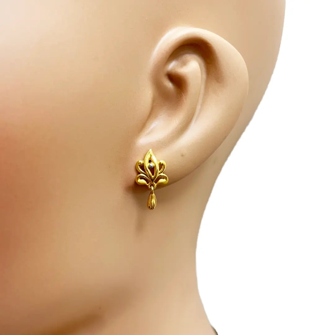 22ct Yellow Gold Mangalsutra Floral Design Necklace and Earrings Set 20.5'' inch 