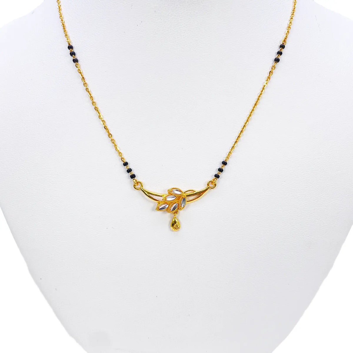 22ct Yellow Gold Mangalsutra Two-Tone Leaf Necklace 18.5'' inches  Mangalsutra Chains