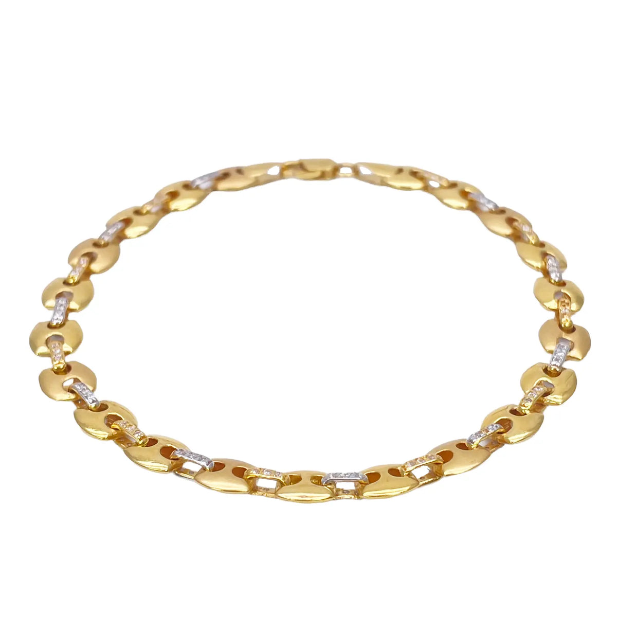 22ct Yellow Gold Men's Matte & High Polished CZ Bracelet 8.3'' inches 
