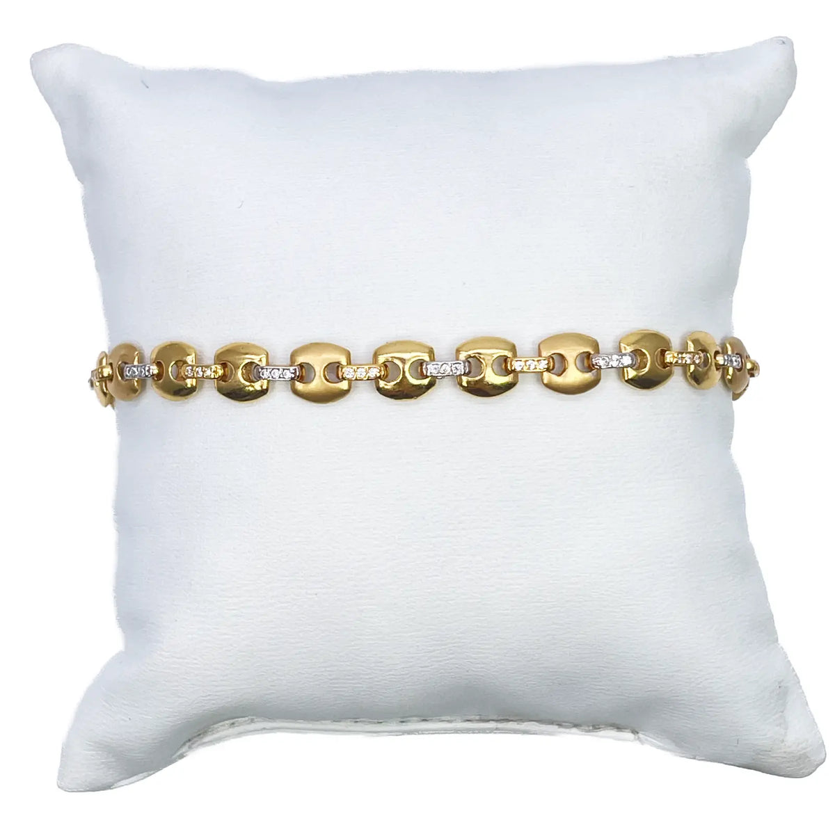 22ct Yellow Gold Men's Matte & High Polished CZ Bracelet 8.3'' inches 
