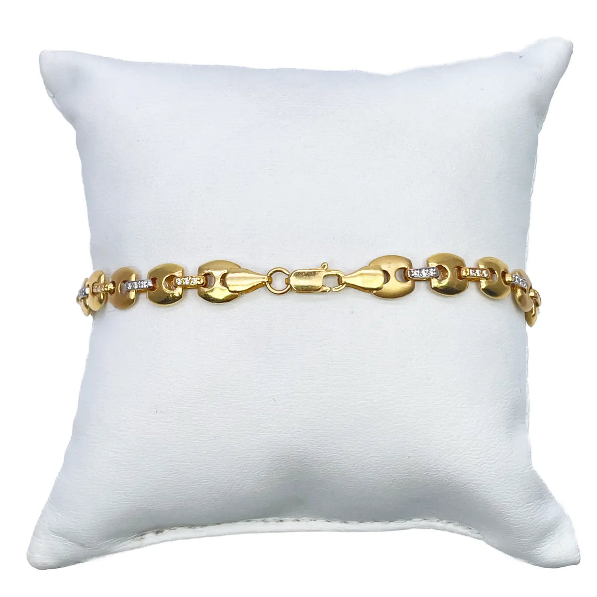22ct Yellow Gold Men's Matte & High Polished CZ Bracelet 8.3'' inches 