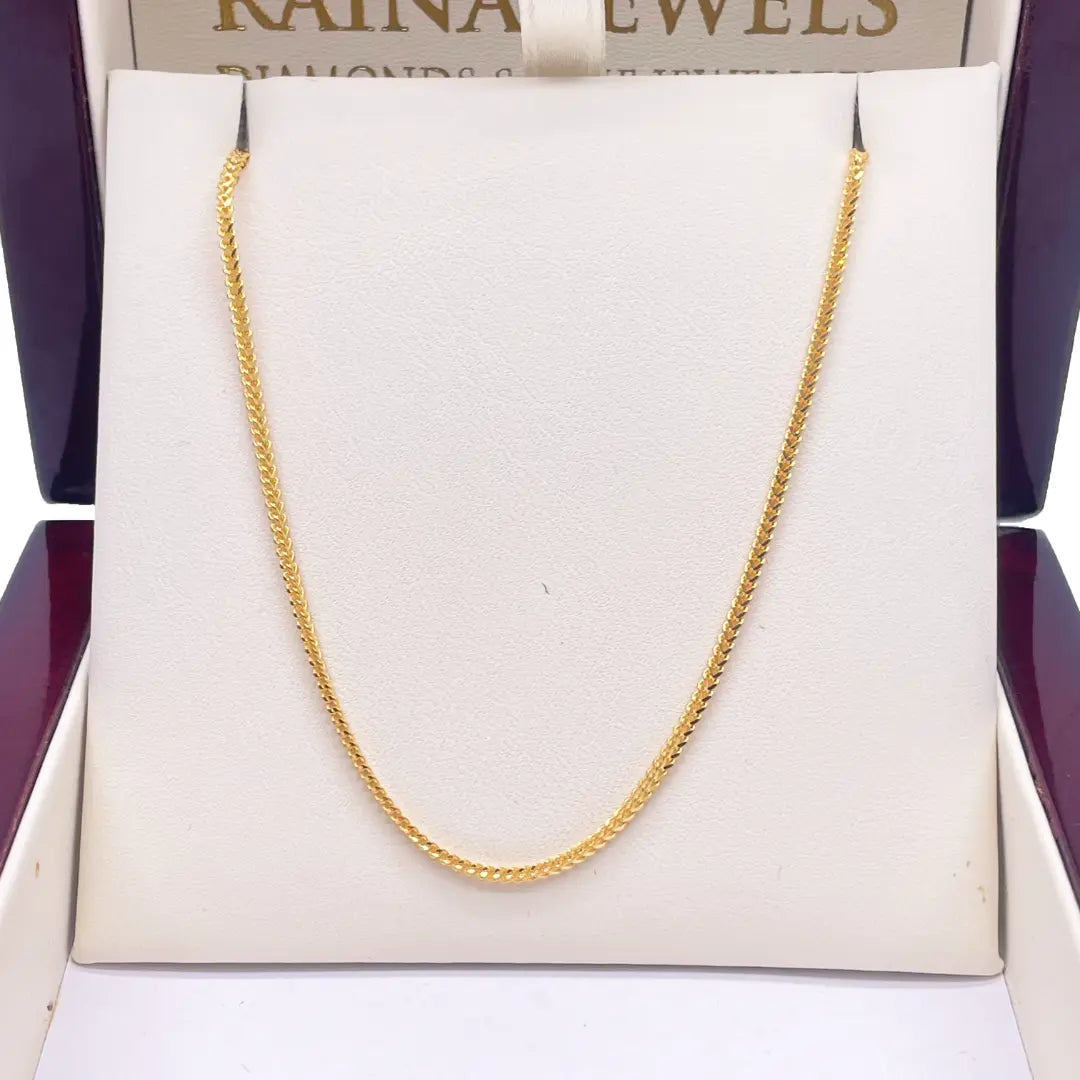 22ct Yellow Gold Mens/Ladies FoxTail  Chain Necklace 18''inches 1.4mm Width 