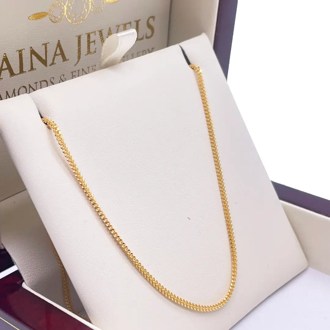 22ct Yellow Gold Mens/Ladies FoxTail  Chain Necklace 18''inches 1.4mm Width 