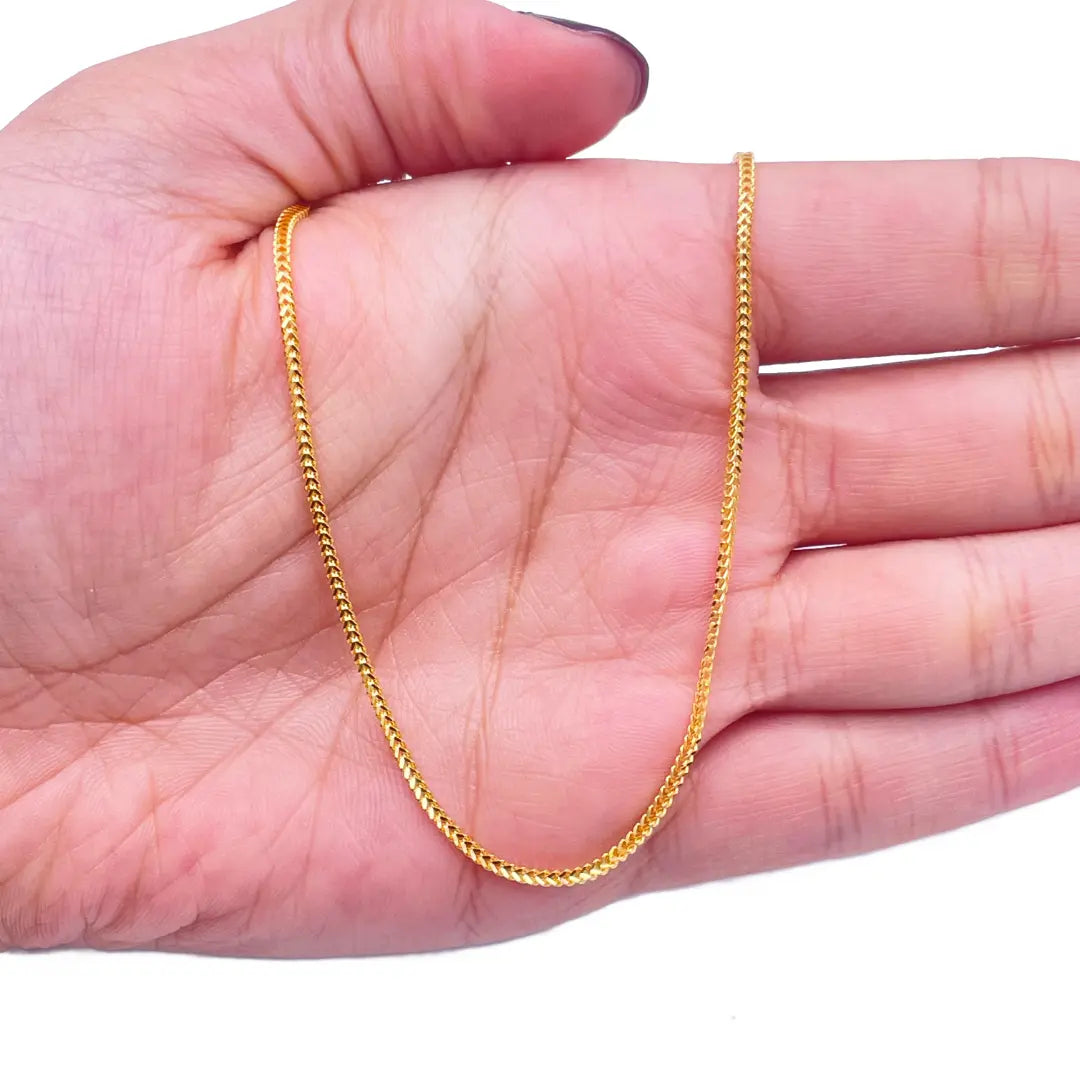 22ct Yellow Gold Mens/Ladies FoxTail  Chain Necklace 18''inches 1.4mm Width 