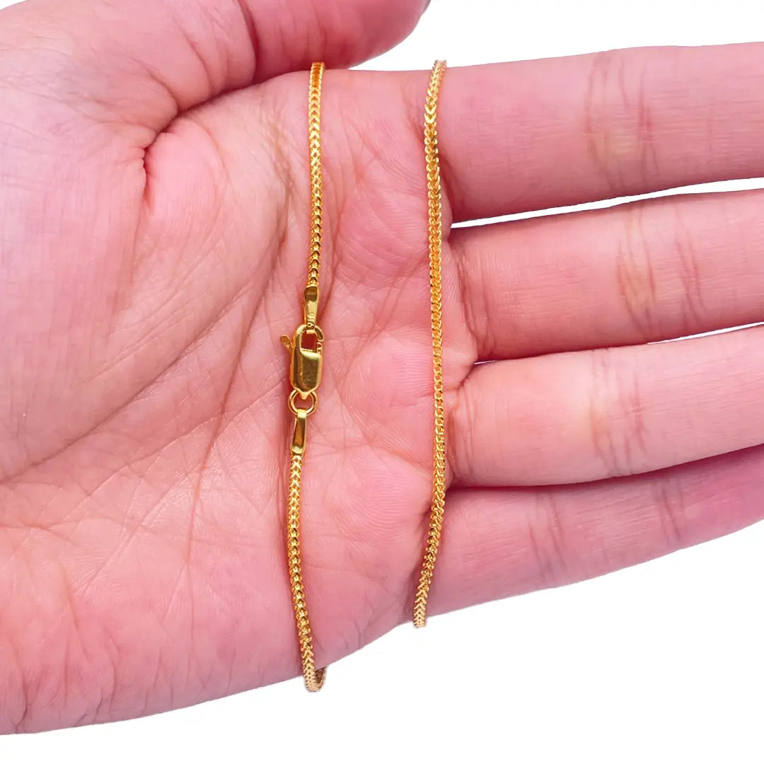 22ct Yellow Gold Mens/Ladies FoxTail  Chain Necklace 18''inches 1.4mm Width 