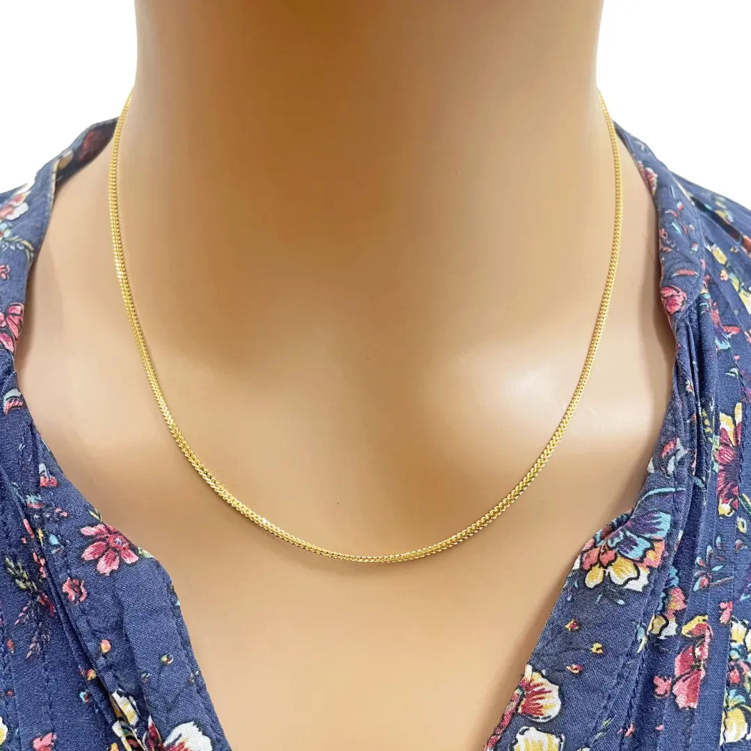 22ct Yellow Gold Mens/Ladies FoxTail  Chain Necklace 18''inches 1.4mm Width 