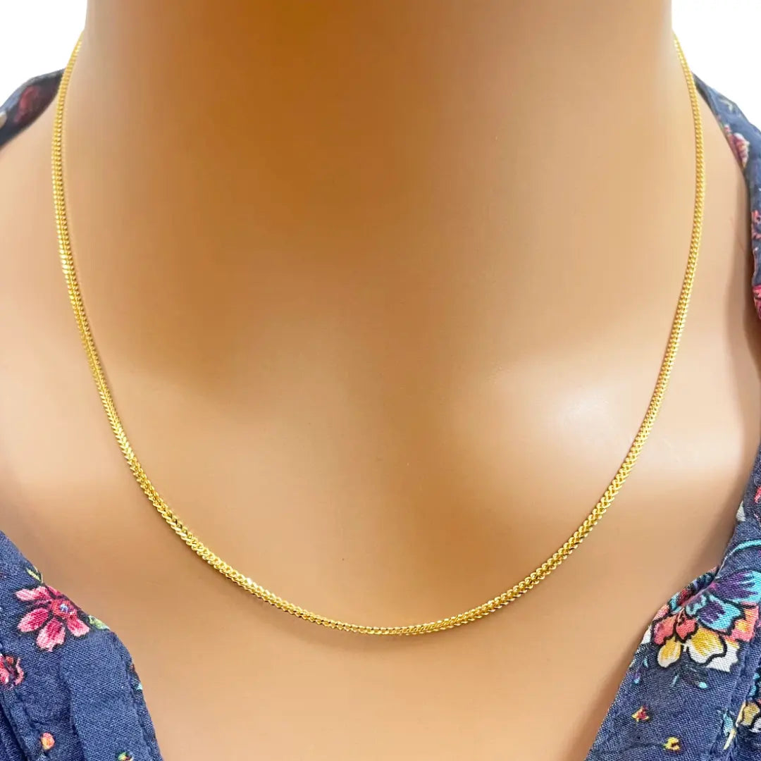 22ct Yellow Gold Mens/Ladies FoxTail  Chain Necklace 18''inches 1.4mm Width 