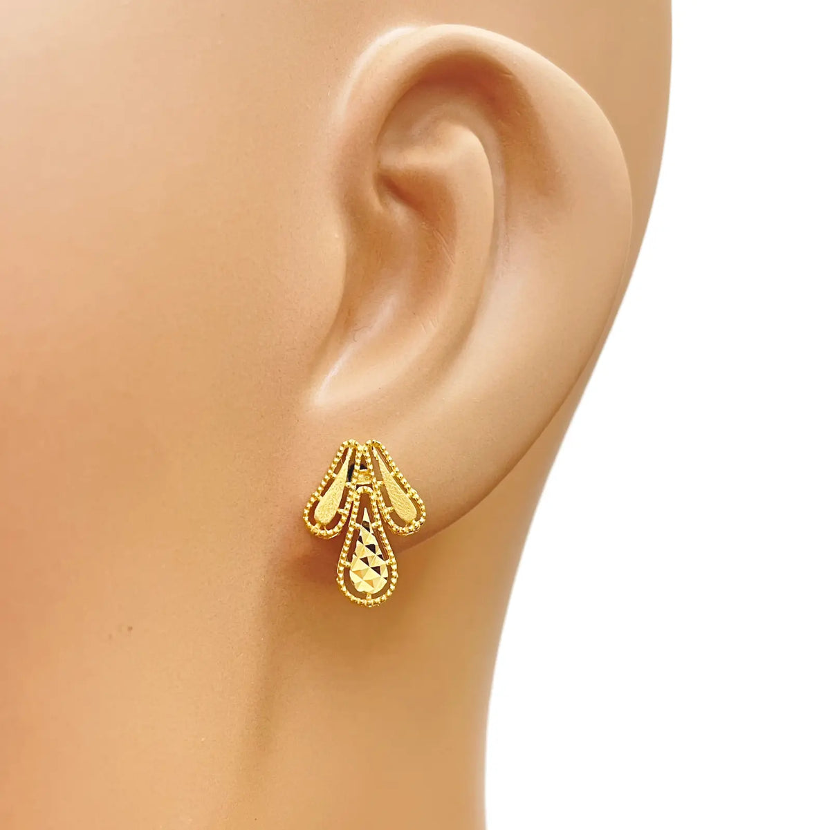 22ct Yellow Gold Milgrain Diamond-Cut Graduated Necklace & Earring Set  Gold Necklace