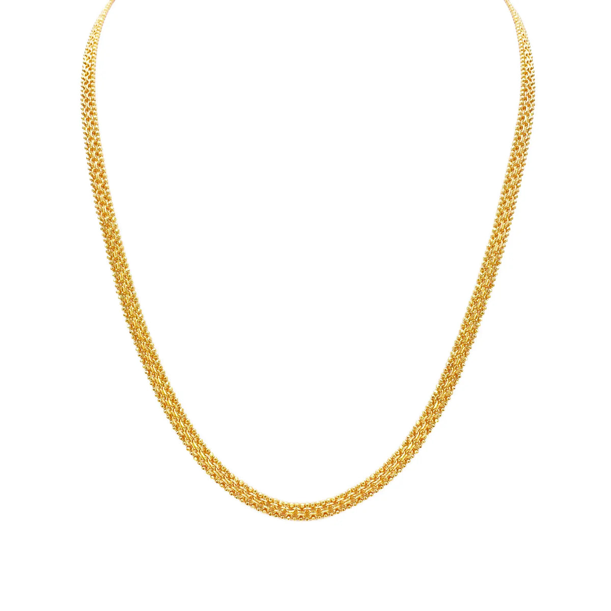 22ct Yellow Gold Mini Beaded Flat Link Chain Necklace 22 Inches 4.5mm Wide  Gold Chain