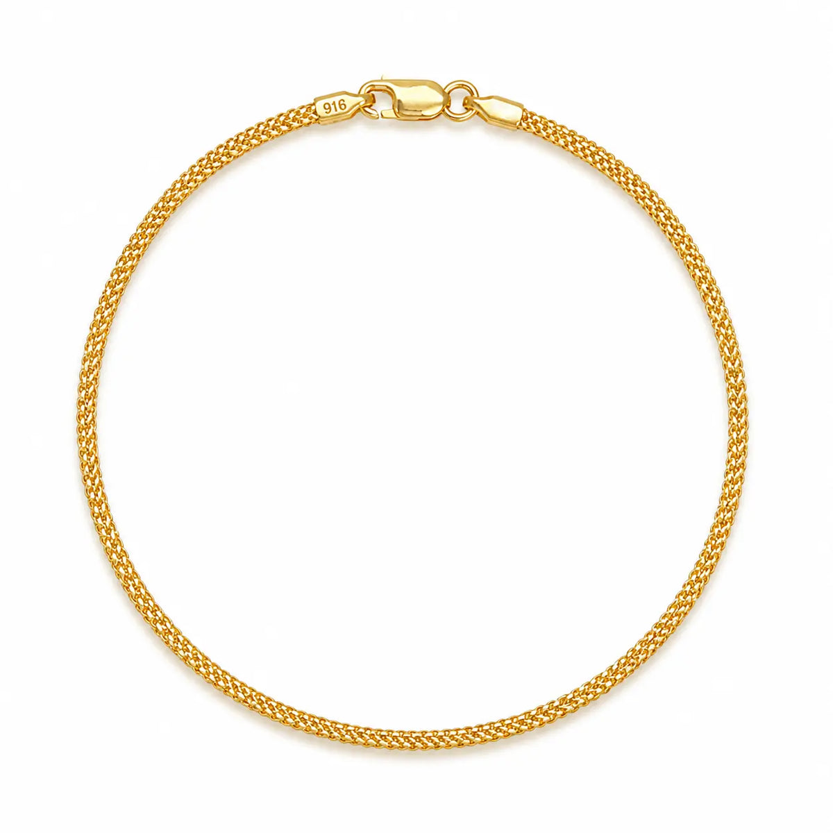 22ct Yellow Gold Minimalist Foxtail Dragon Chain Bracelet 1.5mm Width  Gold Bracelet