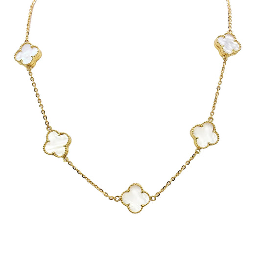 22ct Yellow Gold Mother Of Pearl Clover Necklace 18 Inches  Diamond Bracelets