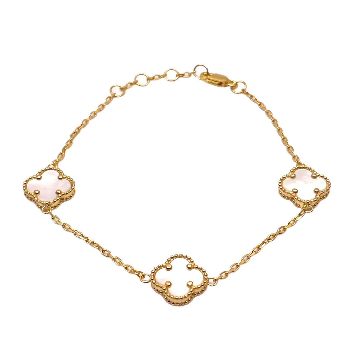 22ct Yellow Gold Mother Of Pearl Clover Necklace, Bracelet & Matching Earrings Set  Diamond Bracelets