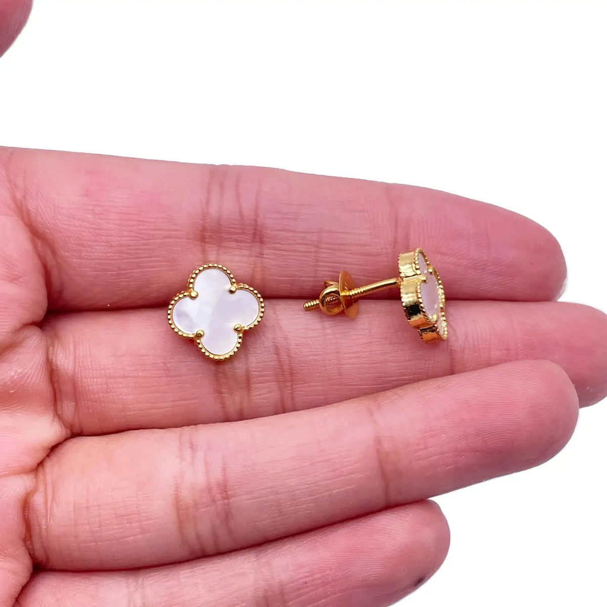 22ct Yellow Gold Mother Of Pearl Clover Necklace, Bracelet & Matching Earrings Set  Diamond Bracelets