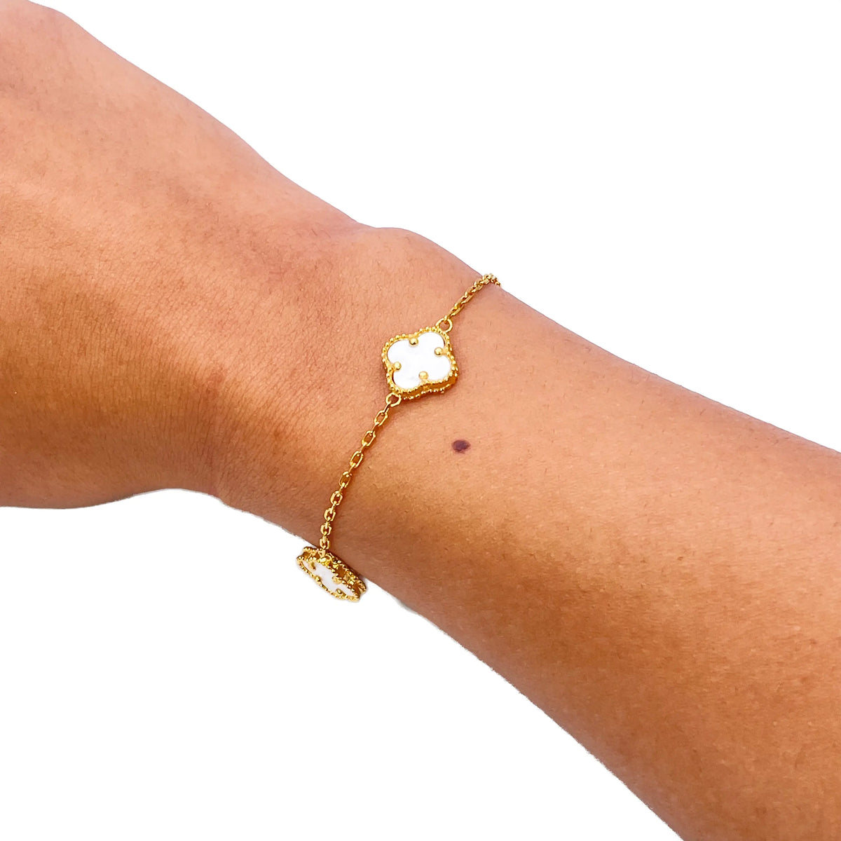 22ct Yellow Gold Mother Of Pearl Clover Necklace, Bracelet & Matching Earrings Set  Diamond Bracelets