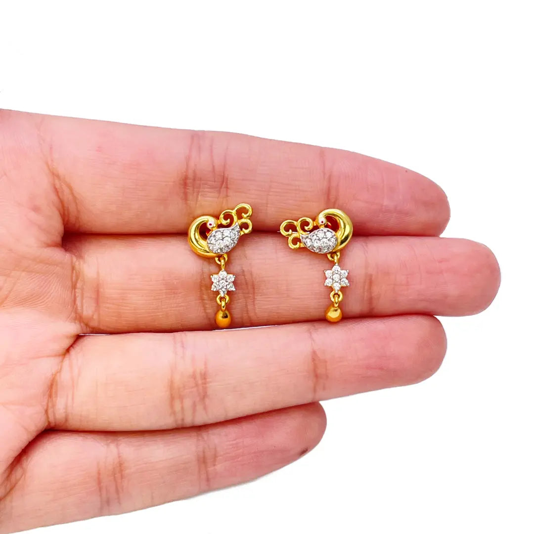 22ct Yellow Gold Peacock Mangalsutra Necklace and Earrings Set 20.5'' inch 