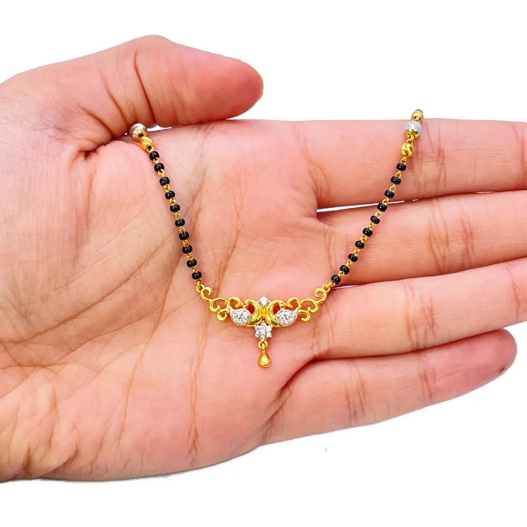 22ct Yellow Gold Peacock Mangalsutra Necklace and Earrings Set 20.5'' inch 