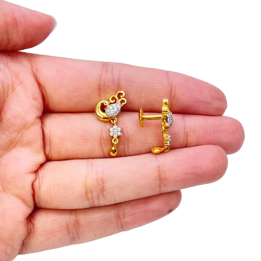 22ct Yellow Gold Peacock Mangalsutra Necklace and Earrings Set 20.5'' inch 