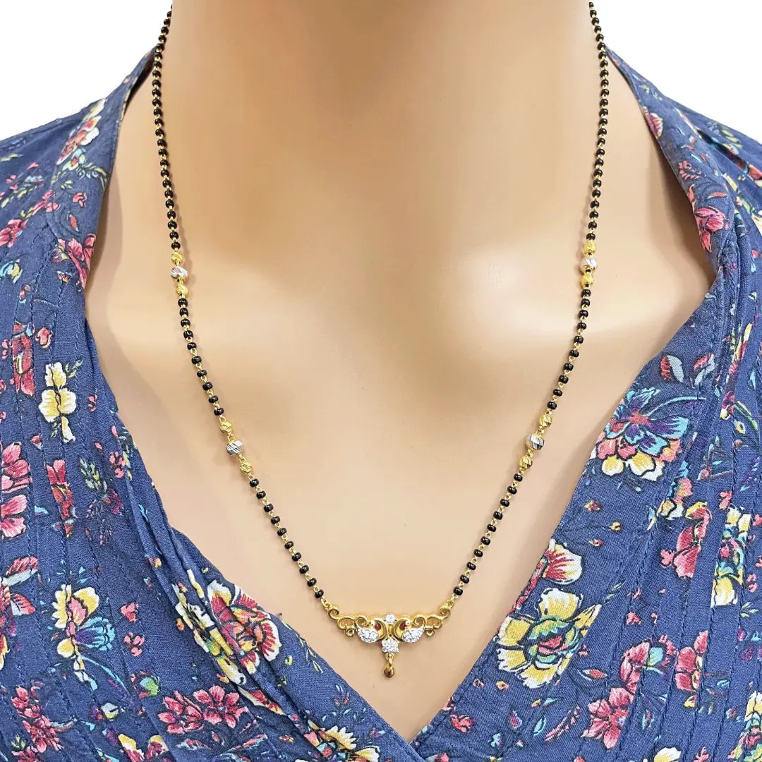 22ct Yellow Gold Peacock Mangalsutra Necklace and Earrings Set 20.5'' inch 