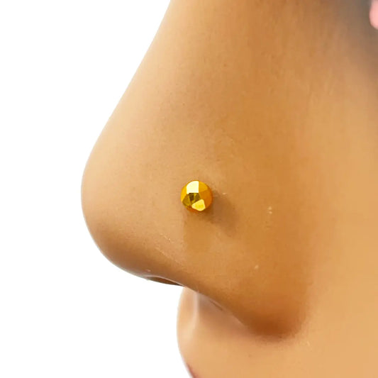 22ct Yellow Gold Plain Gold Diamond Cut design Nose Stud 2.8 MM 