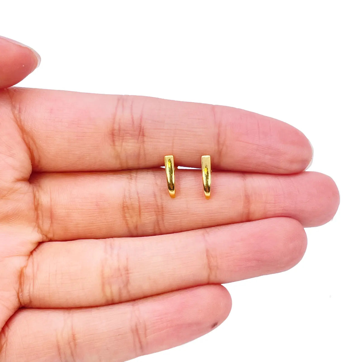22ct Yellow Gold Plain High Polished Children's Earrings 10mm Length 