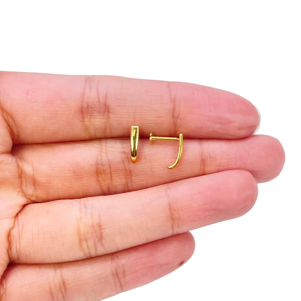 22ct Yellow Gold Plain High Polished Children's Earrings 10mm Length 