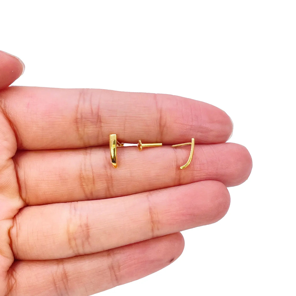 22ct Yellow Gold Plain High Polished Children's Earrings 10mm Length 