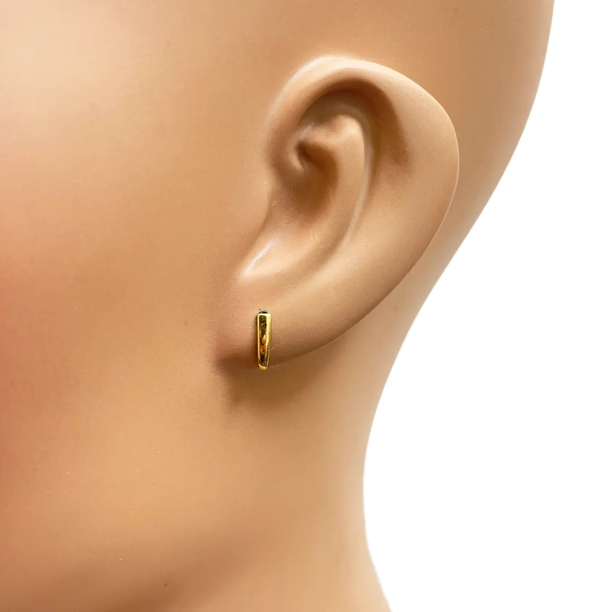 22ct Yellow Gold Plain High Polished Children's Earrings 10mm Length 