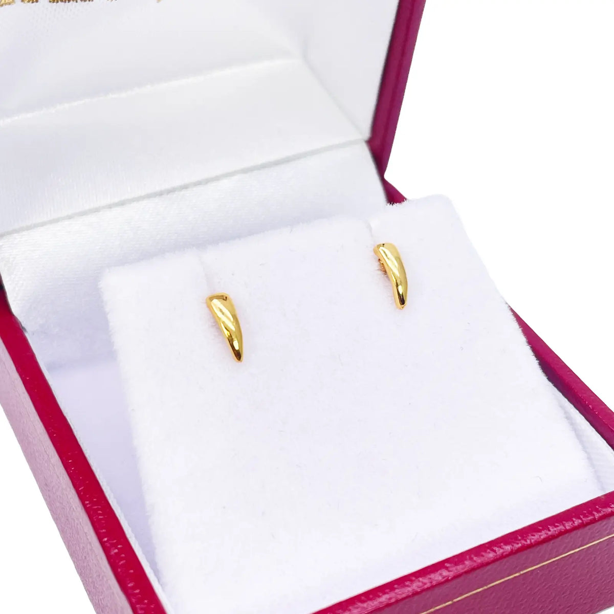 22ct Yellow Gold Plain High Polished Children's Earrings 6mm Length 