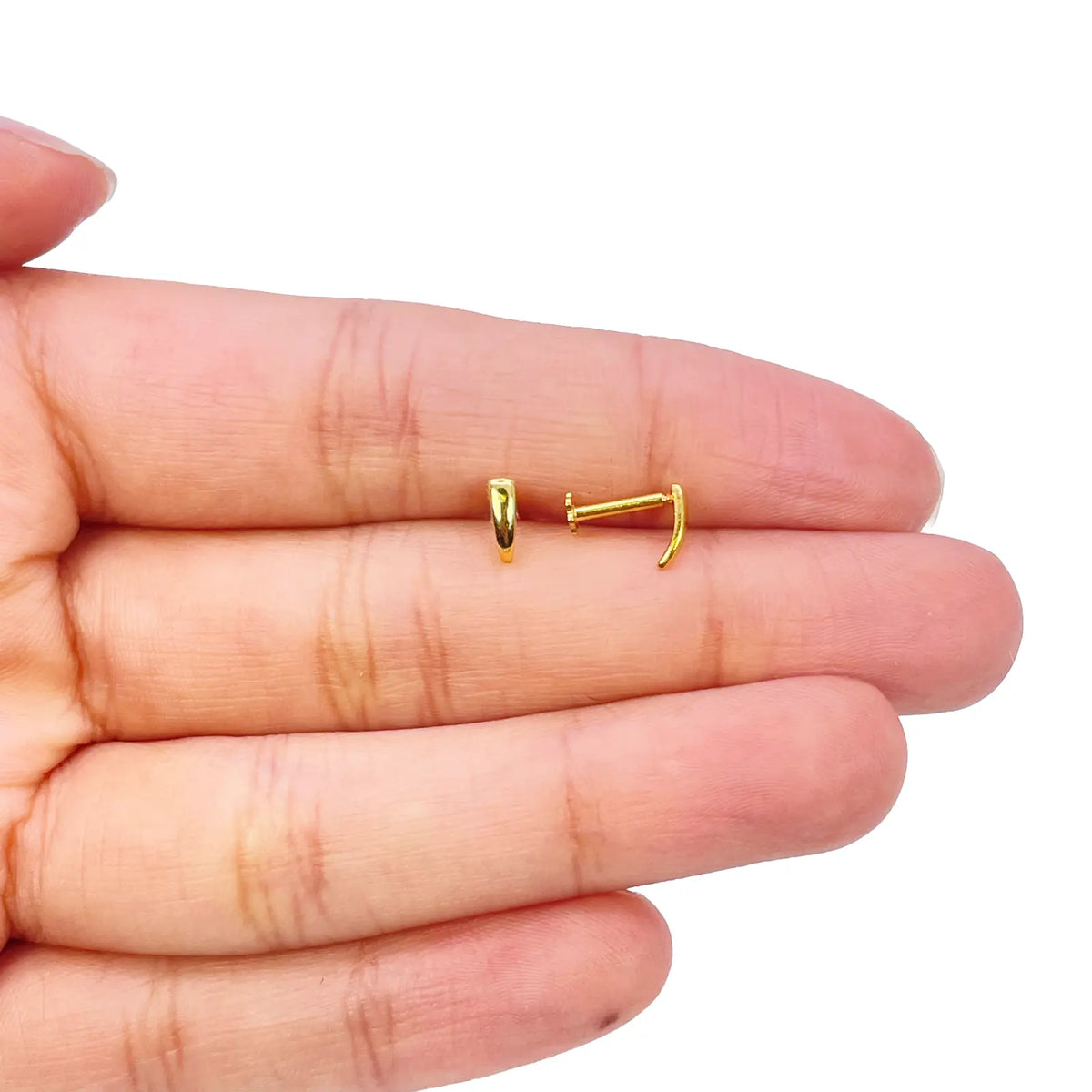 22ct Yellow Gold Plain High Polished Children's Earrings 6mm Length 