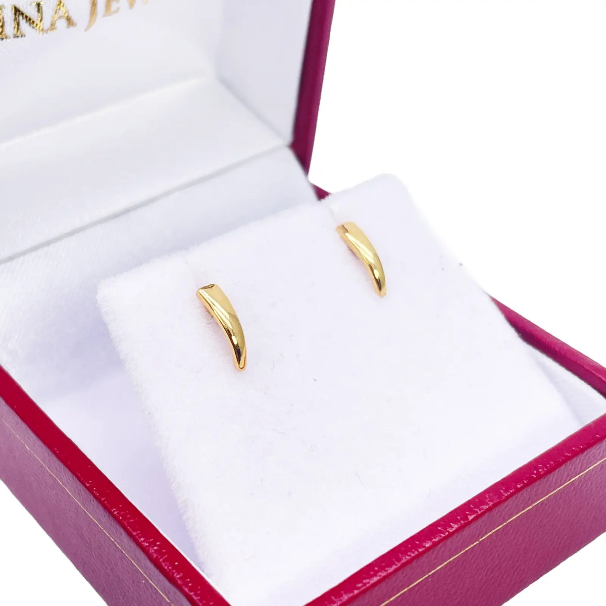 22ct Yellow Gold Plain High Polished Children's Earrings 8mm Length 