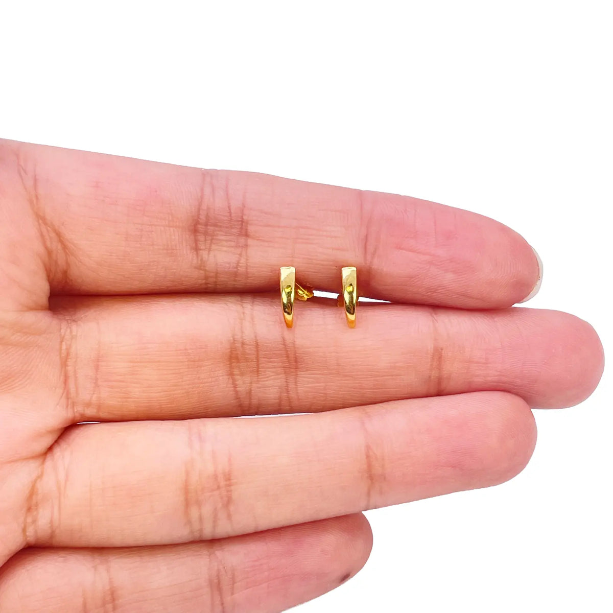22ct Yellow Gold Plain High Polished Children's Earrings 8mm Length 