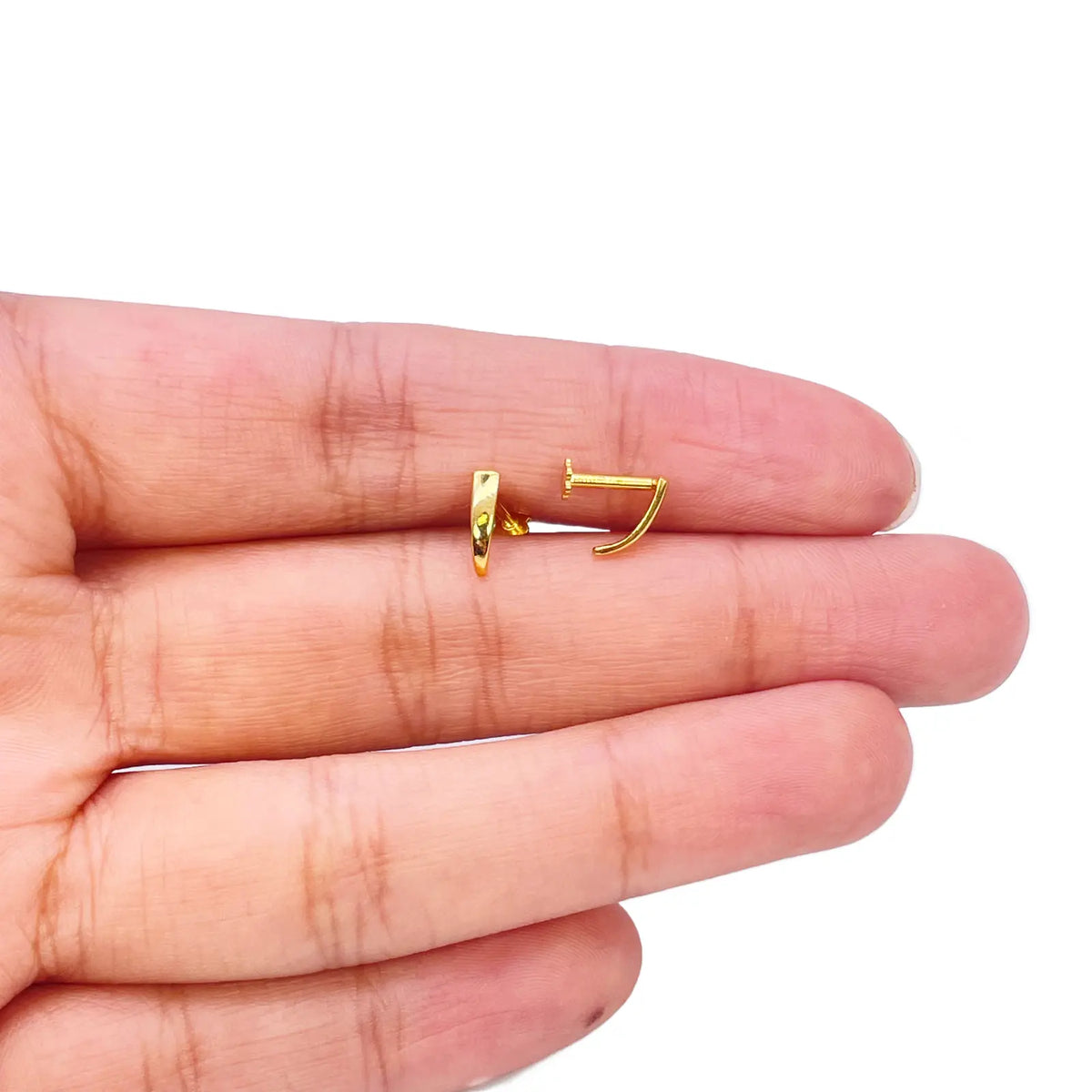 22ct Yellow Gold Plain High Polished Children's Earrings 8mm Length 