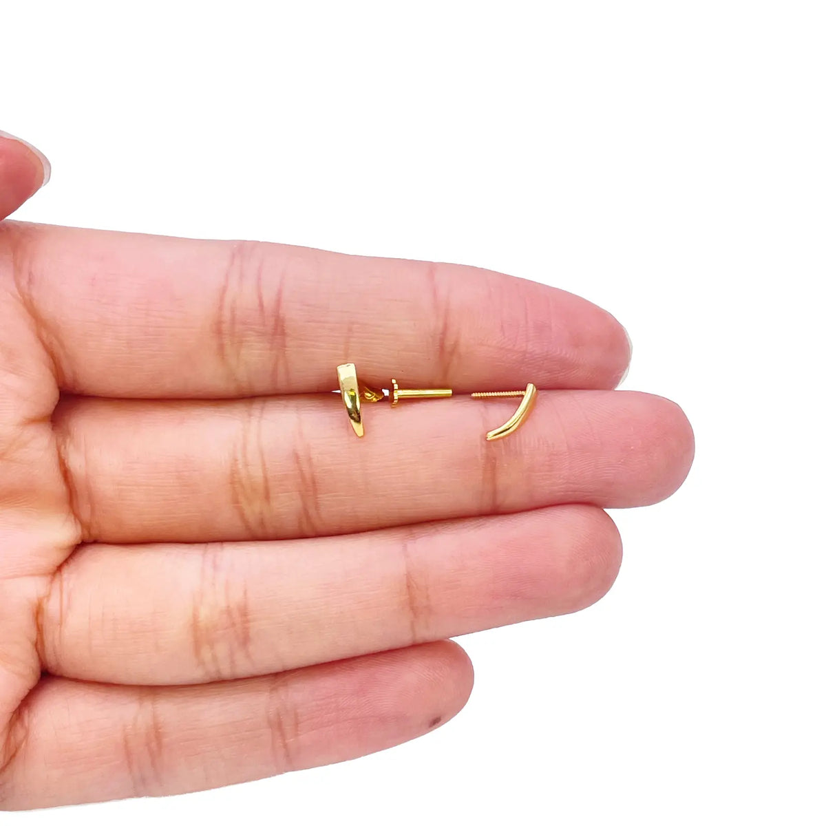 22ct Yellow Gold Plain High Polished Children's Earrings 8mm Length 
