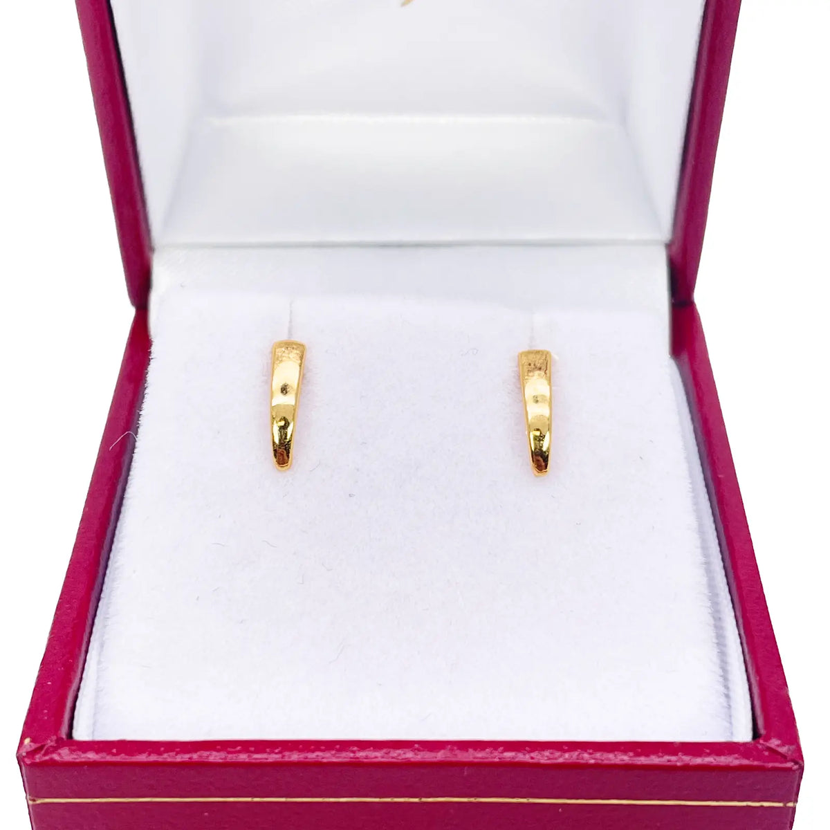 22ct Yellow Gold Plain High Polished Children's Earrings 9mm Length 