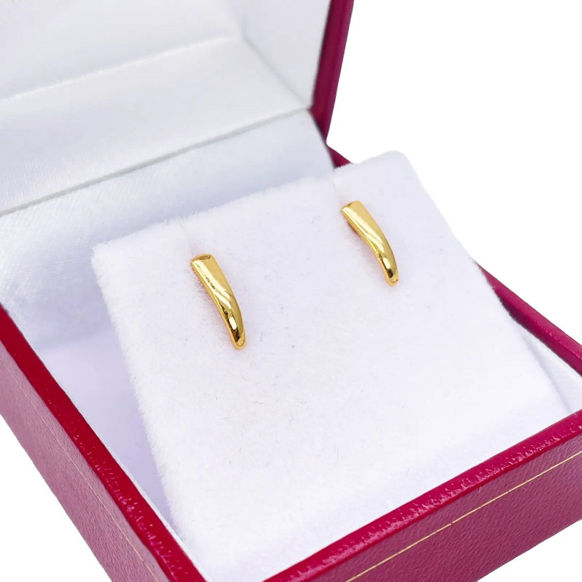 22ct Yellow Gold Plain High Polished Children's Earrings 9mm Length 